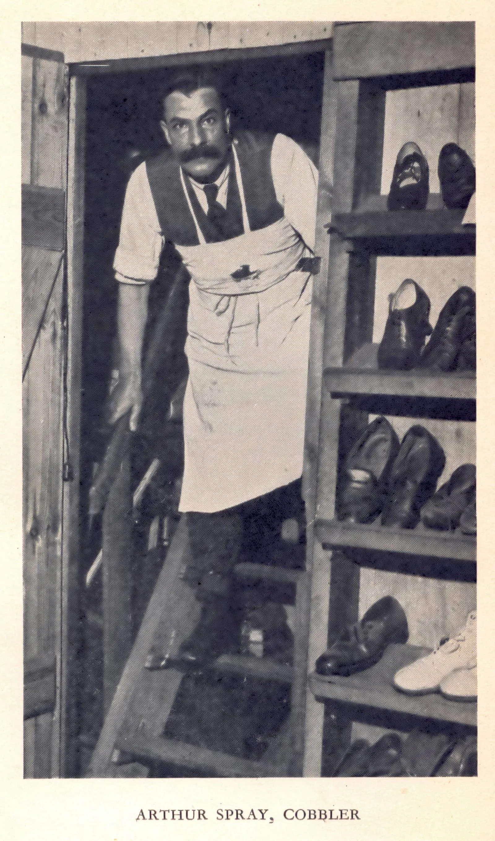 'Arthur Spray, Cobbler', frontispiece from The Mysterious Cobbler, 1935