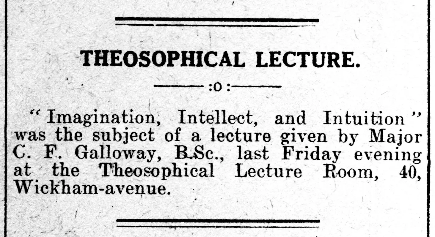 'Theosophical lecture', Bexhill Observer, 24 March 1928