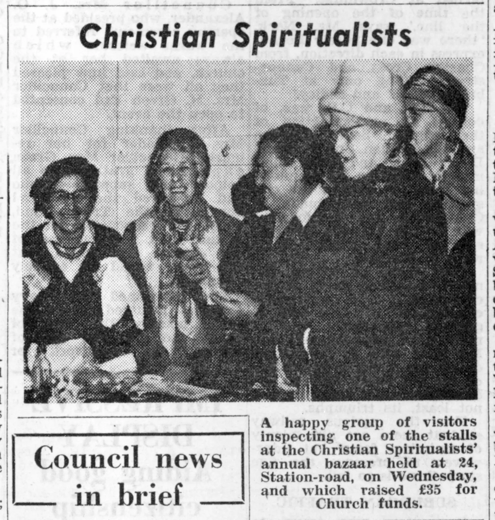'Christian Spiritualists', annual bazaar, Bexhill Observer, 25 November 1961