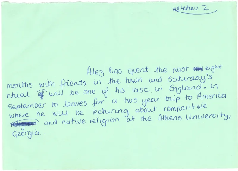 Six green caption cards, 'Witches 1' to 'Witches 6', June 1974