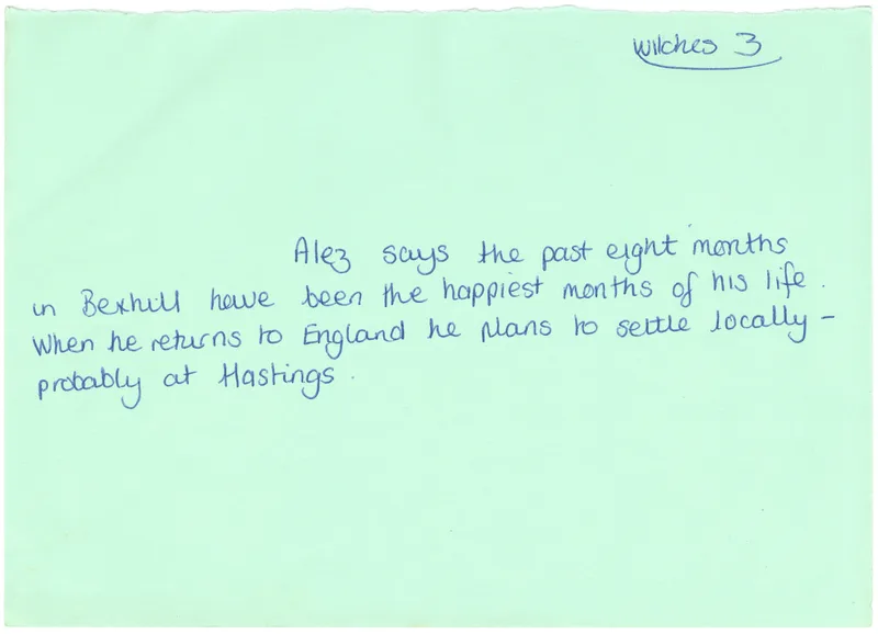 Six green caption cards, 'Witches 1' to 'Witches 6', June 1974
