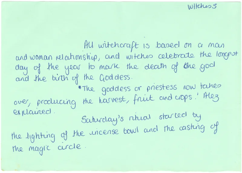 Six green caption cards, 'Witches 1' to 'Witches 6', June 1974