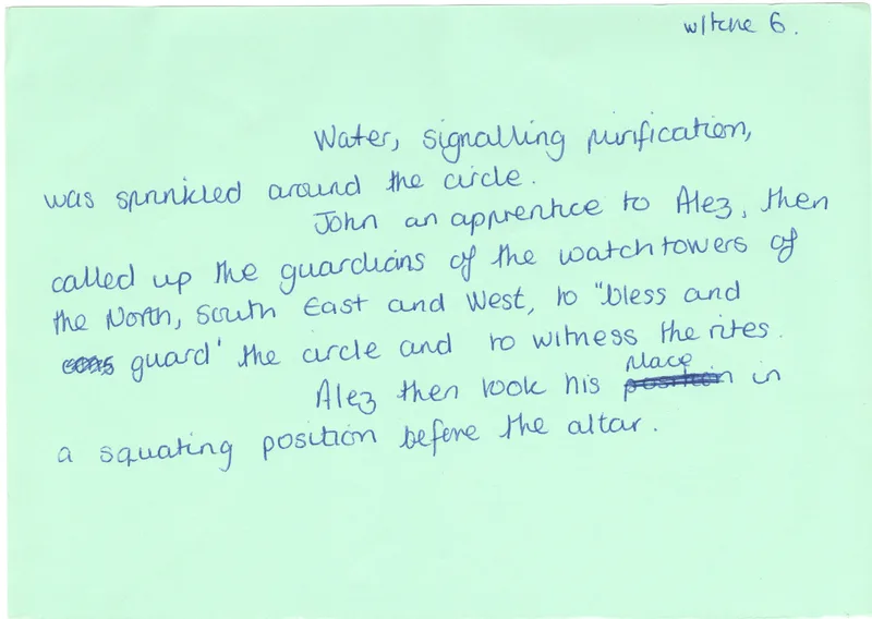 Six green caption cards, 'Witches 1' to 'Witches 6', June 1974