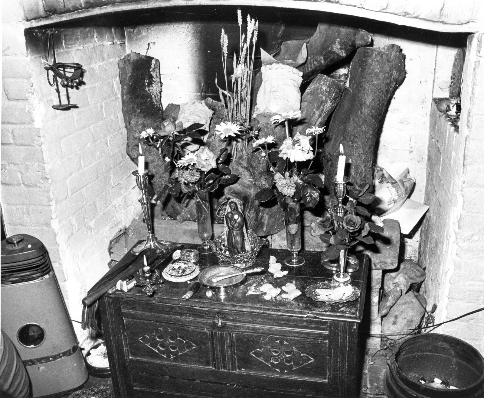 The altar in the temple at Chantry Cottage, 2 July 1974