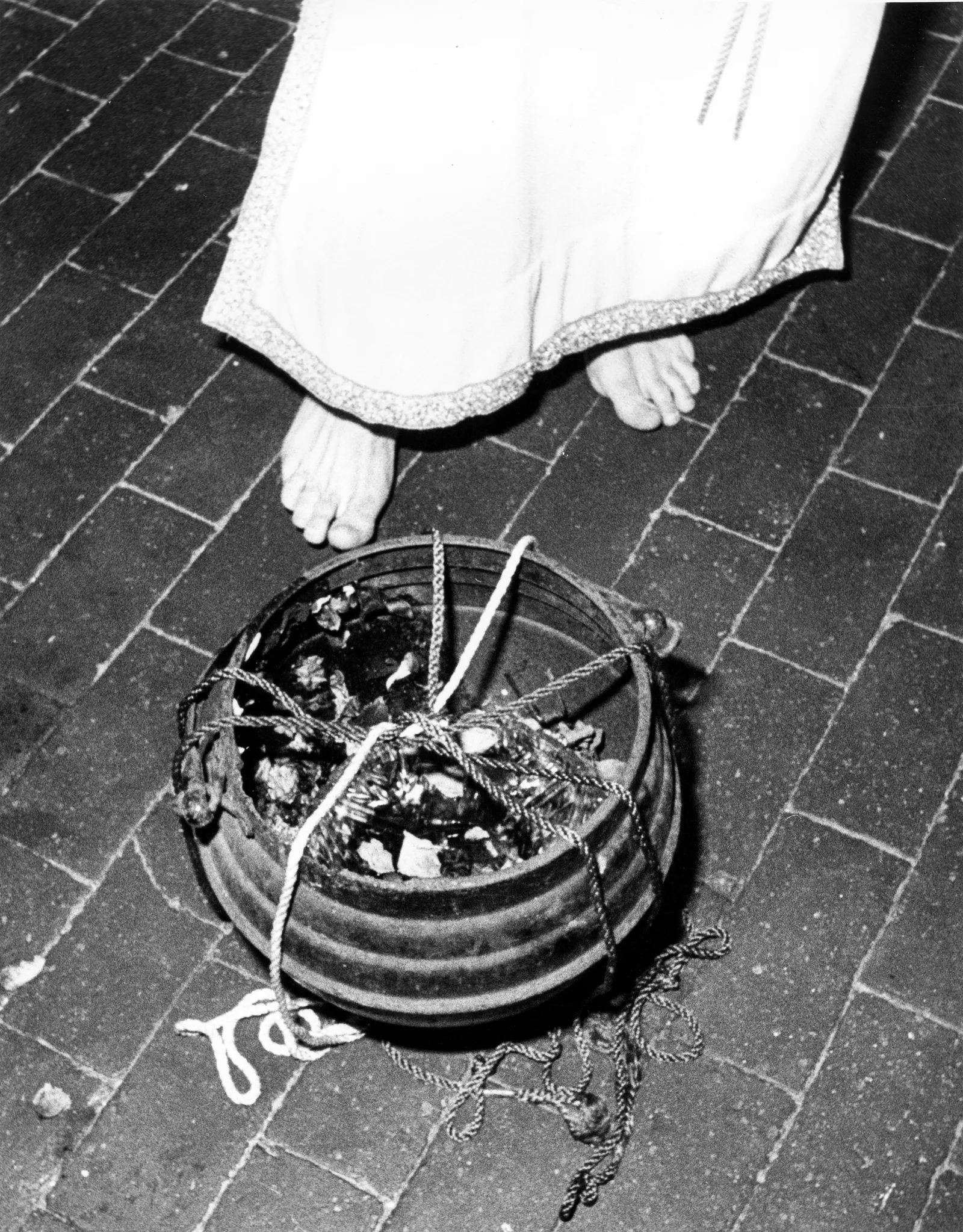 The cauldron of incense at the centre of the circle, Chantry Cottage, 2 July 1974