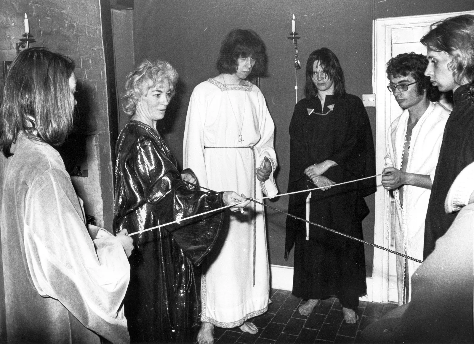 Members of the coven holding the cords, Chantry Cottage, 2 July 1974