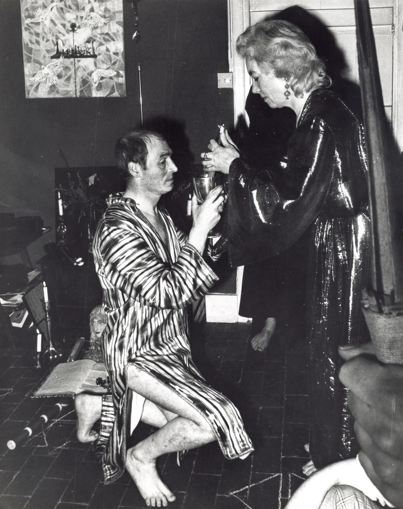 Alex Sanders and Betty Britton with the cup, Chantry Cottage, 23 April 1975