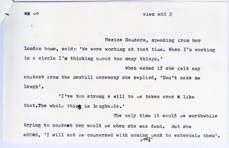 Card 'Story May 3': funeral flowers and Maxine Sanders' reply, 1975