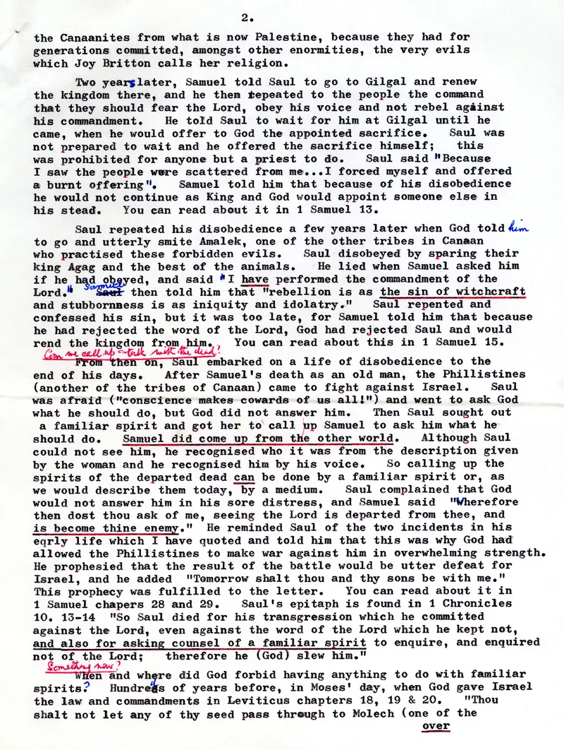 Reader's letter to the Bexhill Observer on the witchcraft story, three pages, 1975