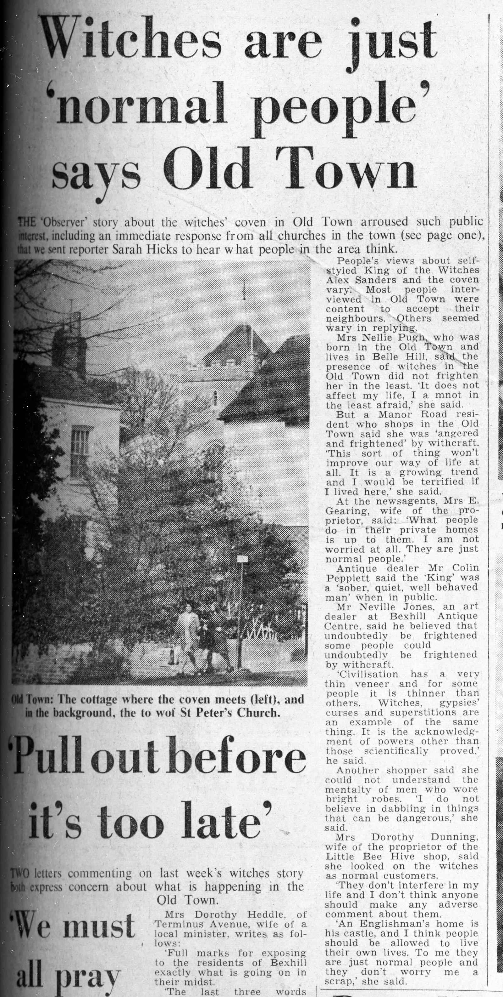 'Witches are just "normal people" says Old Town', Bexhill Observer, 3 May 1975