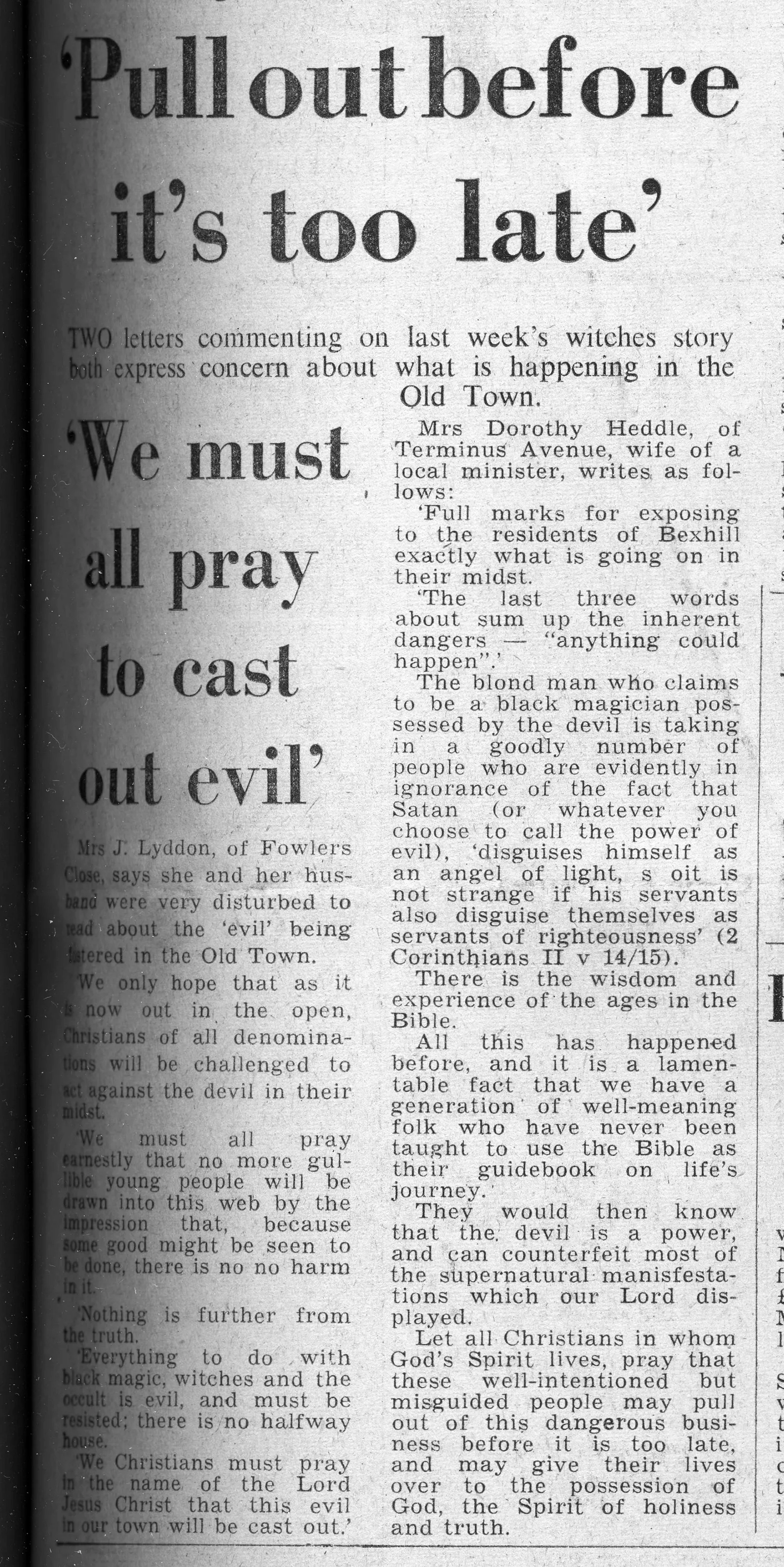 '"Pull out before it's too late"', letters page, Bexhill Observer, 3 May 1975