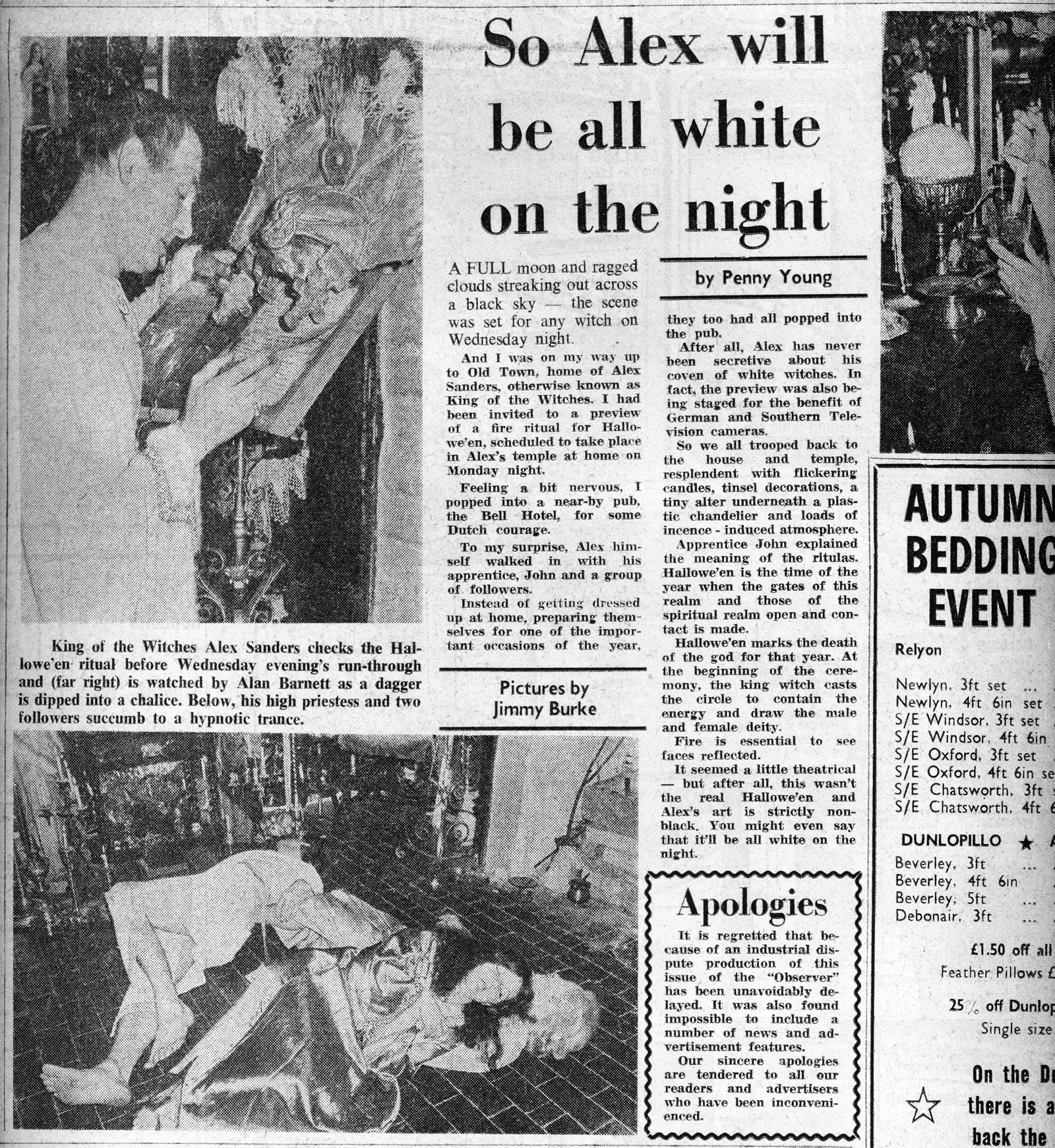 'So Alex will be all white on the night', Bexhill Observer, 29 October 1977