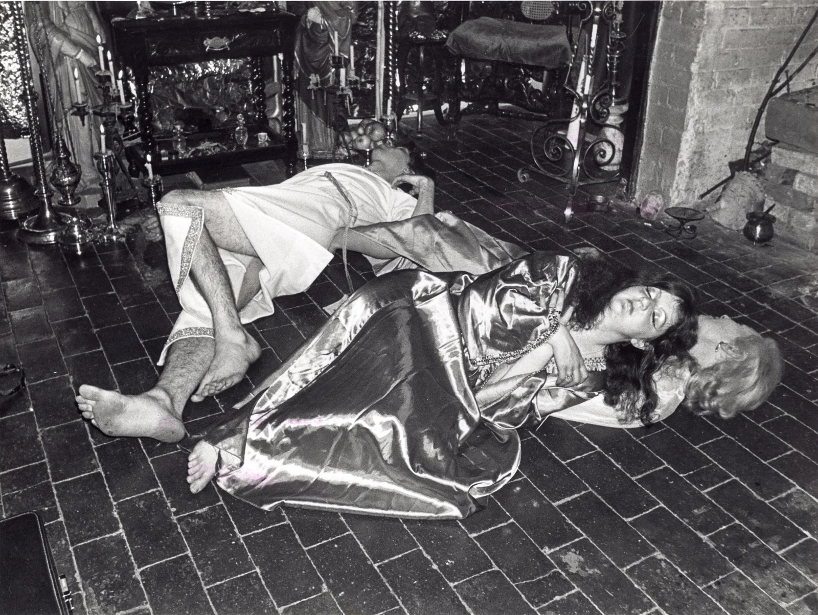 Coven members in trance on the temple floor, Chantry Cottage, 27 October 1977
