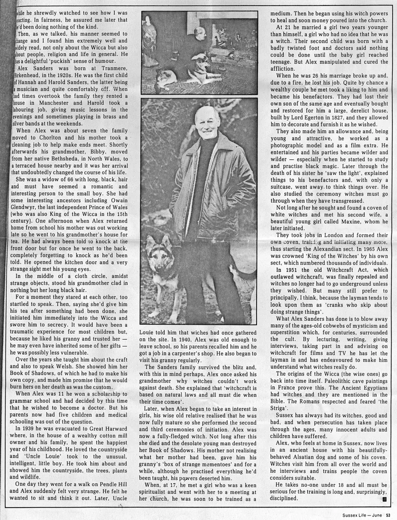 'Man They Call "King of the Witches"', Sussex Life, c.1980