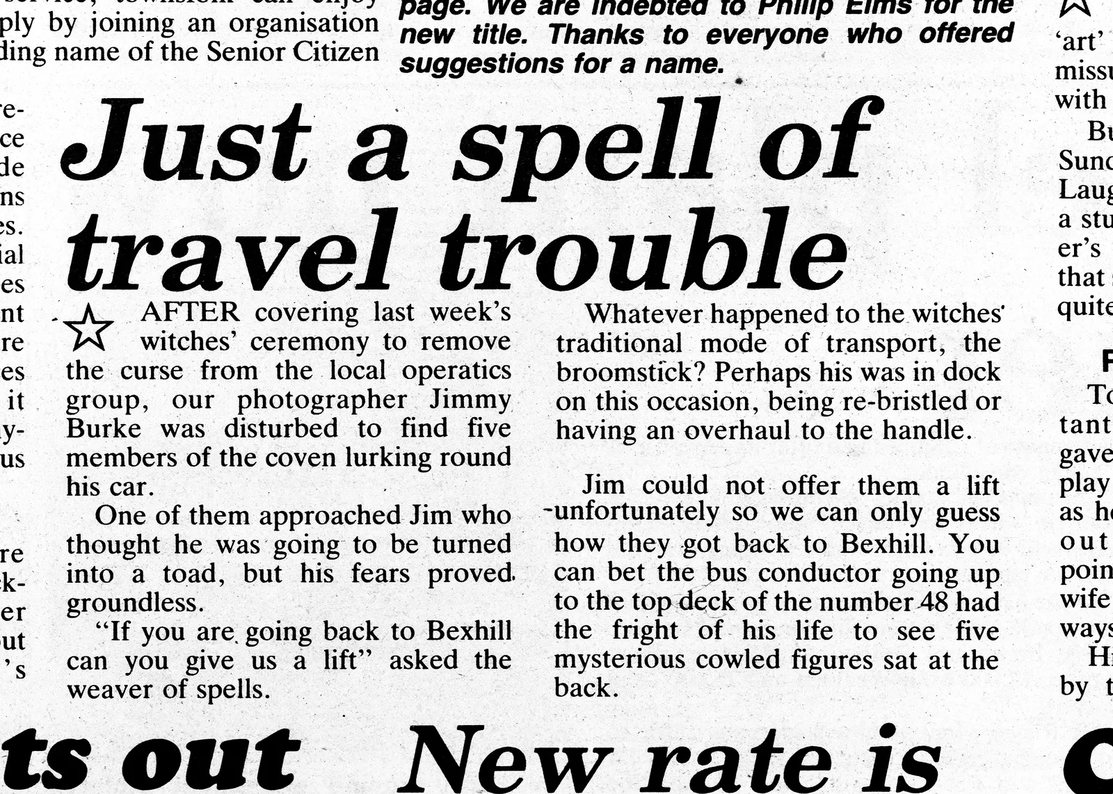 'Just a spell of travel trouble', Bexhill Observer, 14 March 1985