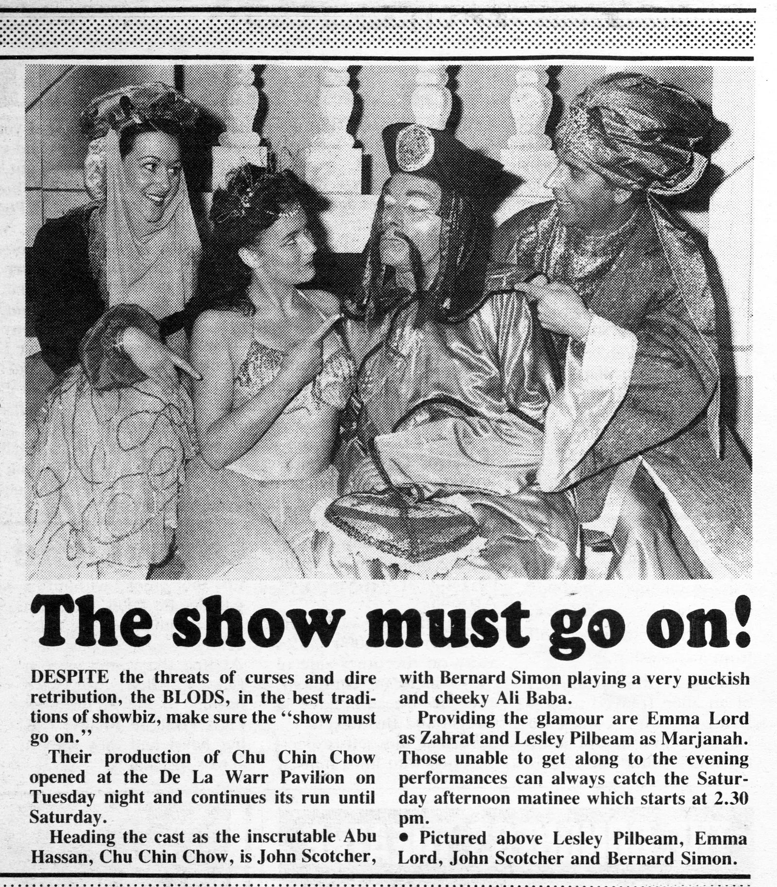 'The show must go on!', Bexhill Observer, 13 June 1985