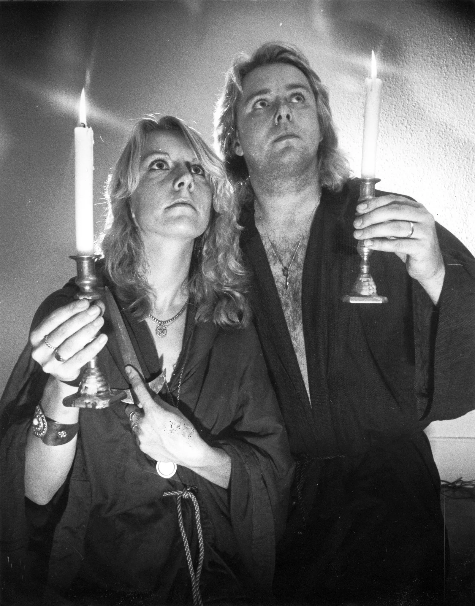 Ingrid and Kevin Carlyon holding candles, 3 August 1989