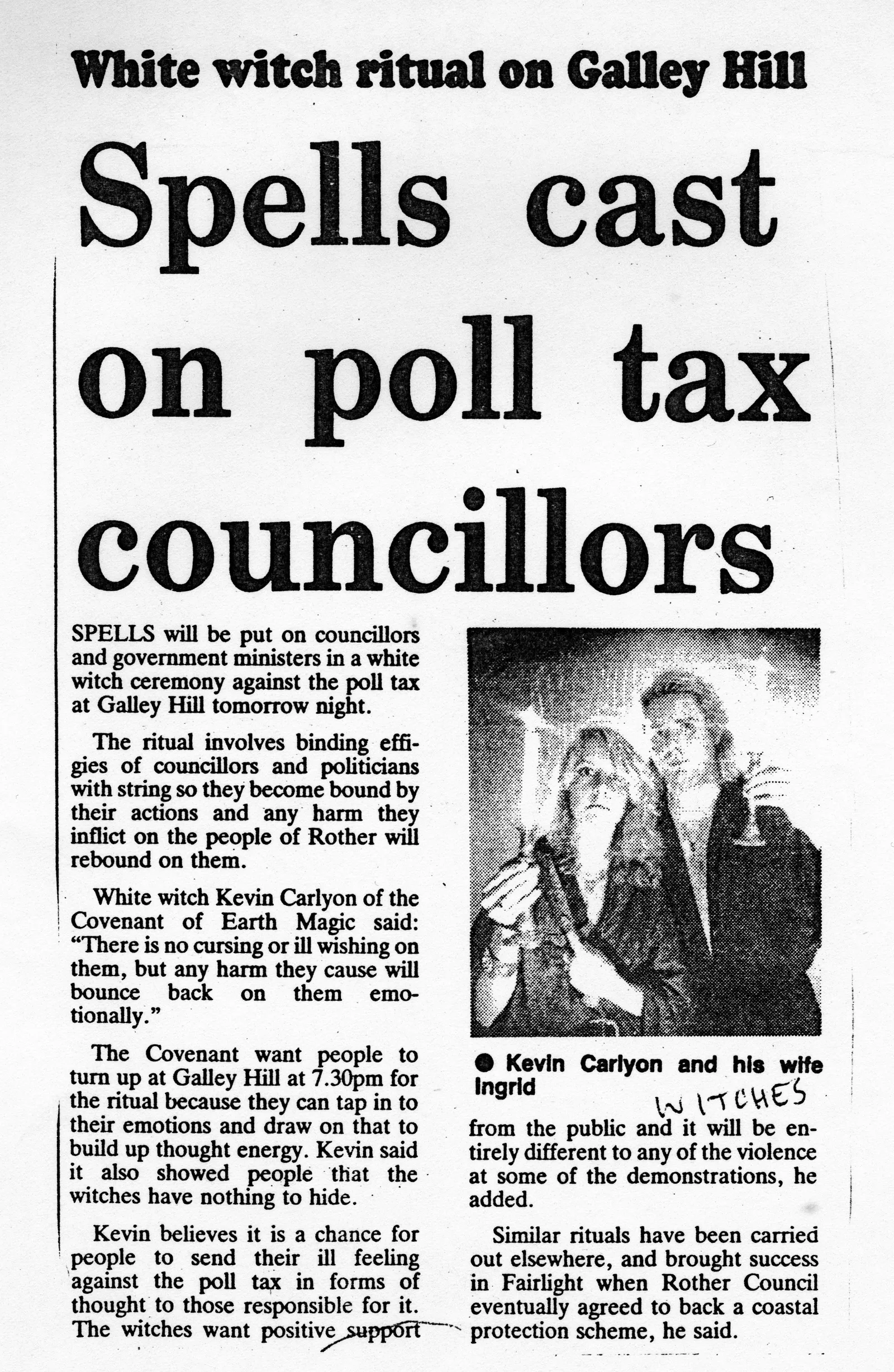 'Spells cast on poll tax councillors', Bexhill Observer, 22 March 1990