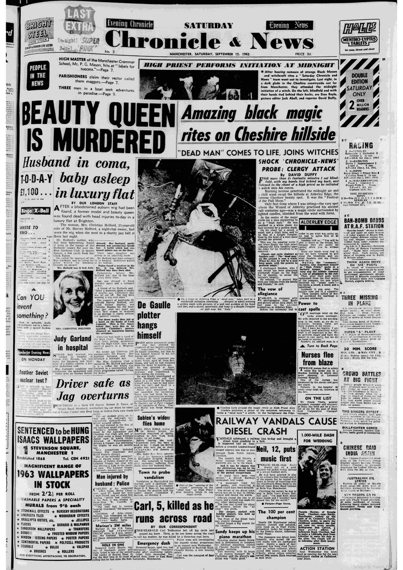 '"Dead man" comes to life, joins witches', Manchester Evening News, 15 September 1962, as printed
