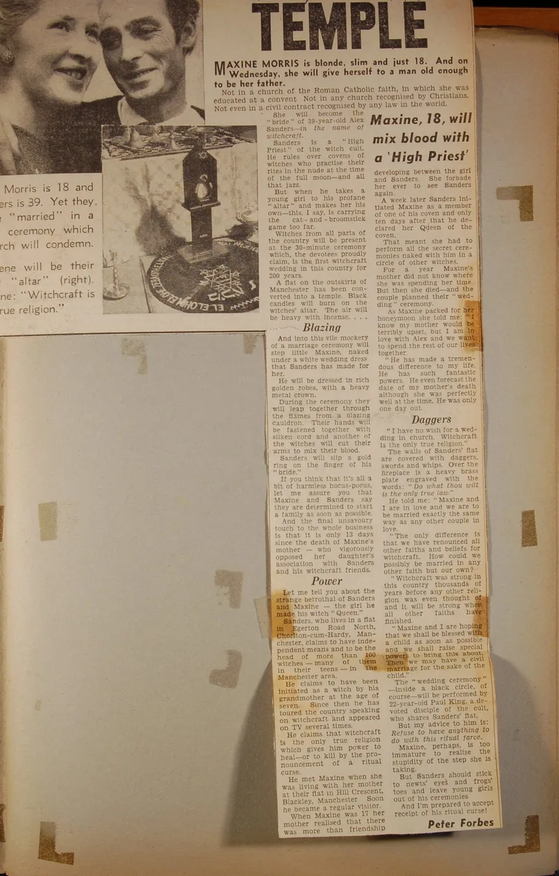 Horror 'Wedding' in a Witches Temple - Newspaper Article.