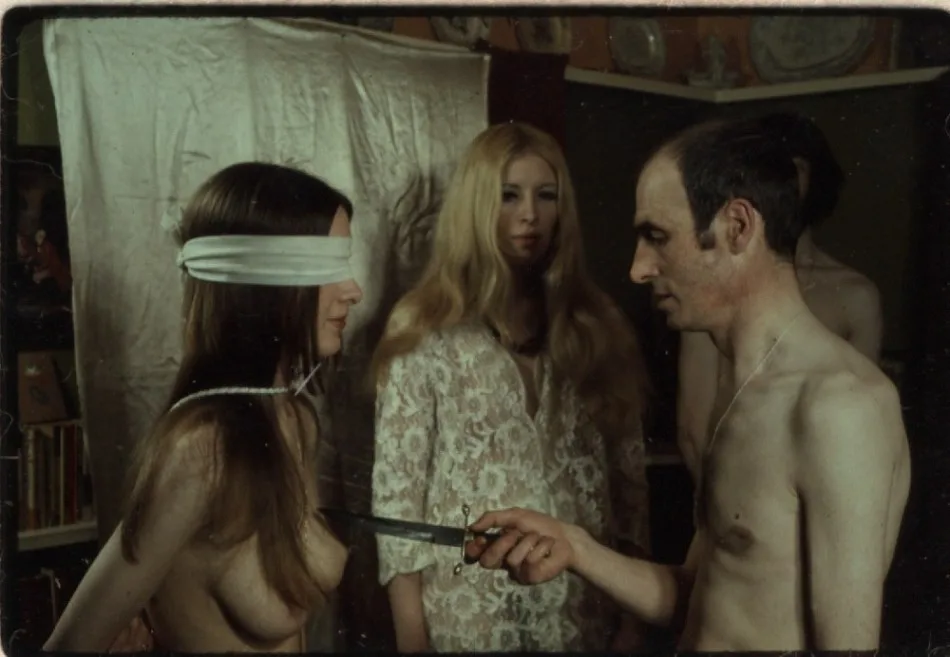 Photograph showing the initiation of Janet Farrar (née Owen)