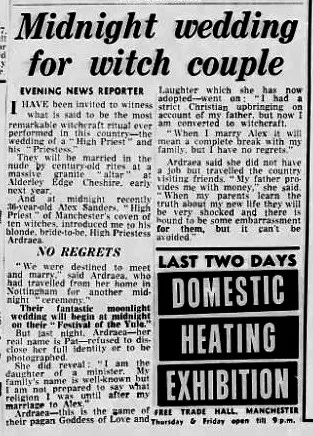 'Midnight wedding for witch couple', Manchester Evening News, 27 September 1962