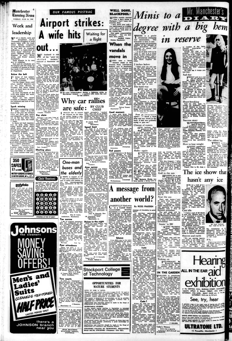 Maxine Sanders in Mr Manchester's Diary, Manchester Evening News, 25 June 1968
