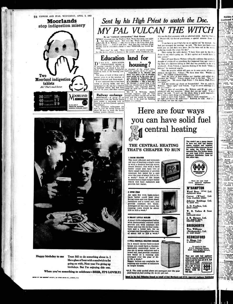 'My pal Vulcan the witch', Wolverhampton Express and Star, 3 April 1963