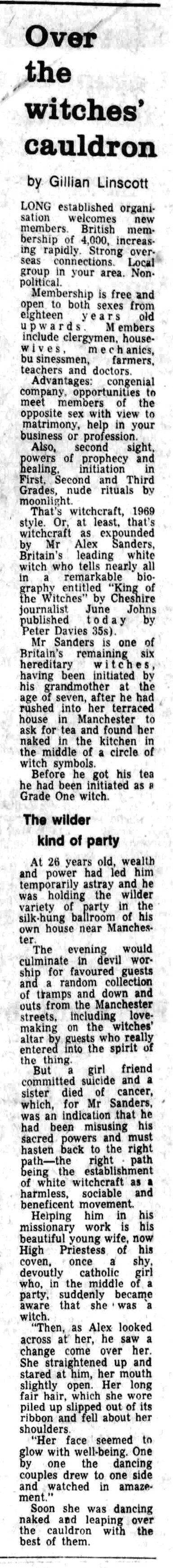 'Over the witches' cauldron', Gillian Linscott, Liverpool Daily Post, 28 October 1969