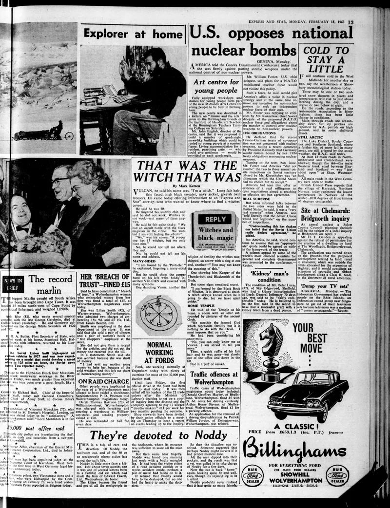 'That was the witch that was', Wolverhampton Express and Star, 18 February 1963