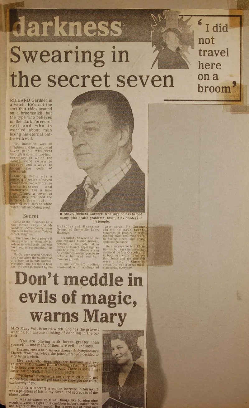 Newspaper article - The Lords of Darkness. The witch king who reigns over 13 covens.