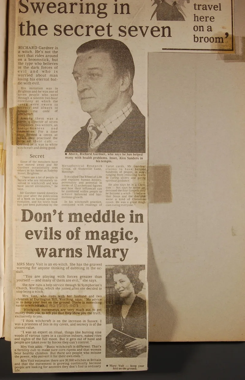 Newspaper article - The Lords of Darkness. The witch king who reigns over 13 covens.