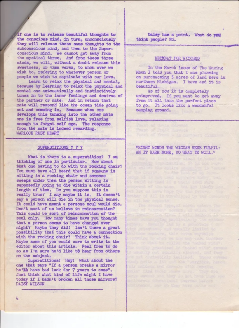 The Waxing Moon Newsletter Vol. II No. III p1,2,3 and 4.