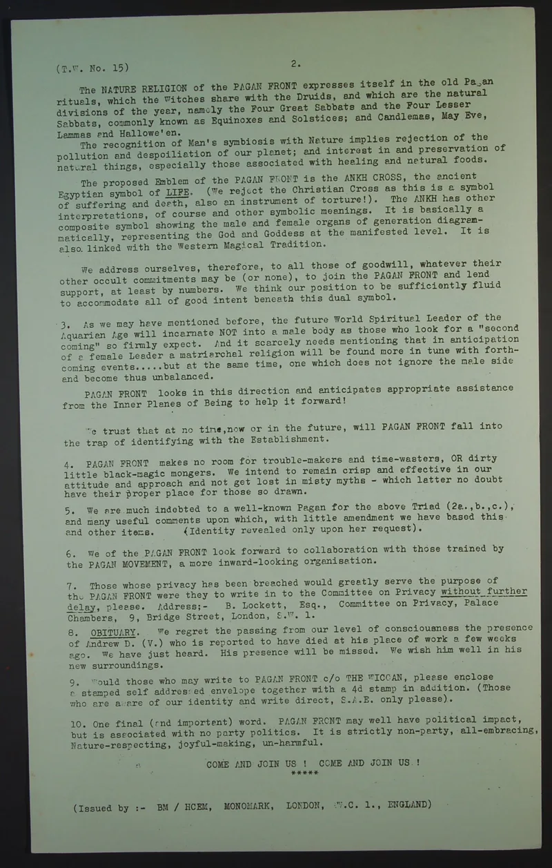 The Wiccan Newsletter no.15 p1 and 2