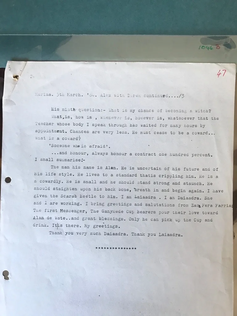 Trance Notes - His ninth question... (Incomplete. Last page of set), document 1046