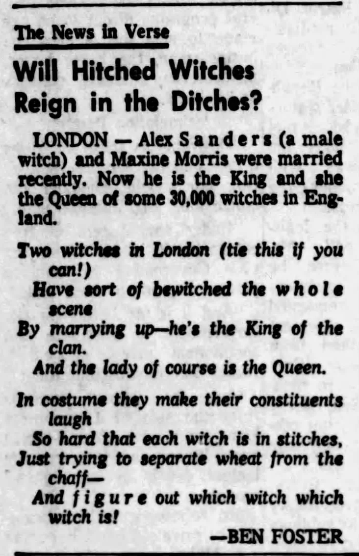 'Will Hitched Witches Reign in the Ditches?', The Knoxville News-Sentinel, 20 April 1966