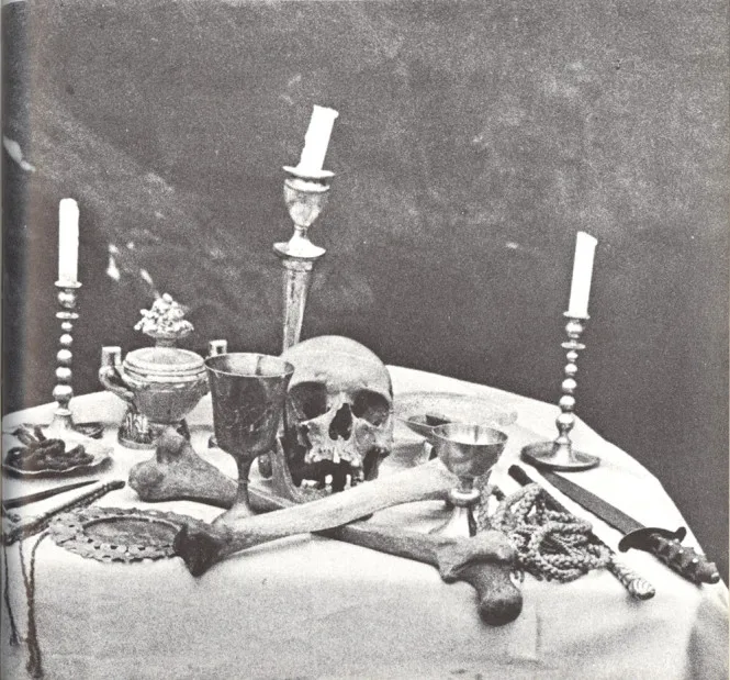 Winter ritual table with ritual items