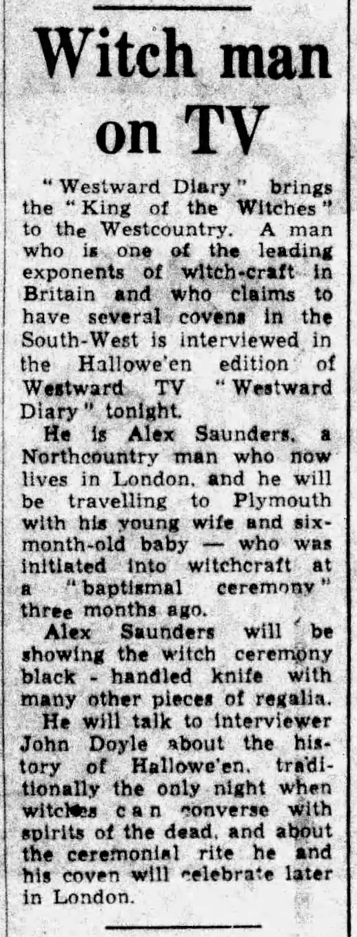 'Witch man on TV', Herald Express, 31 October 1968