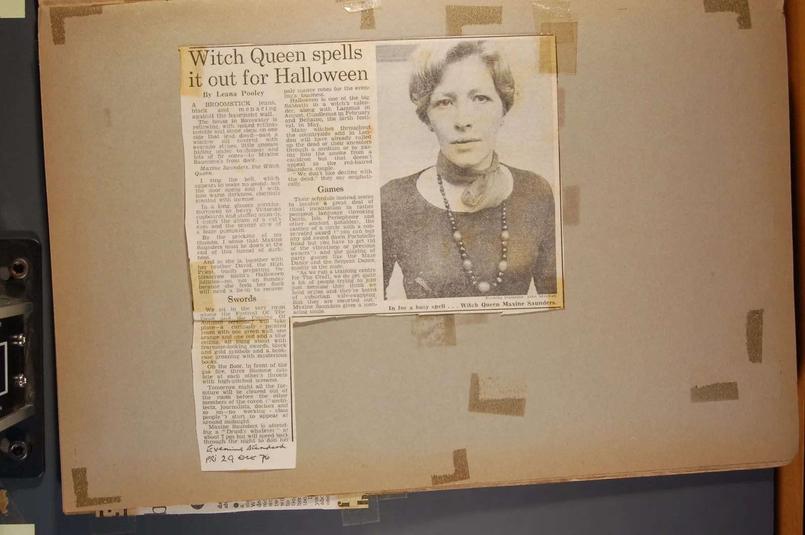 Newspaper article - Witch Queen spells it out for Halloween