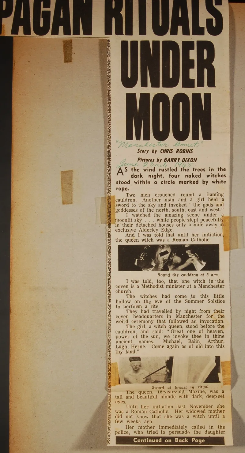 News article - Witches dance pagan rituals under moon.