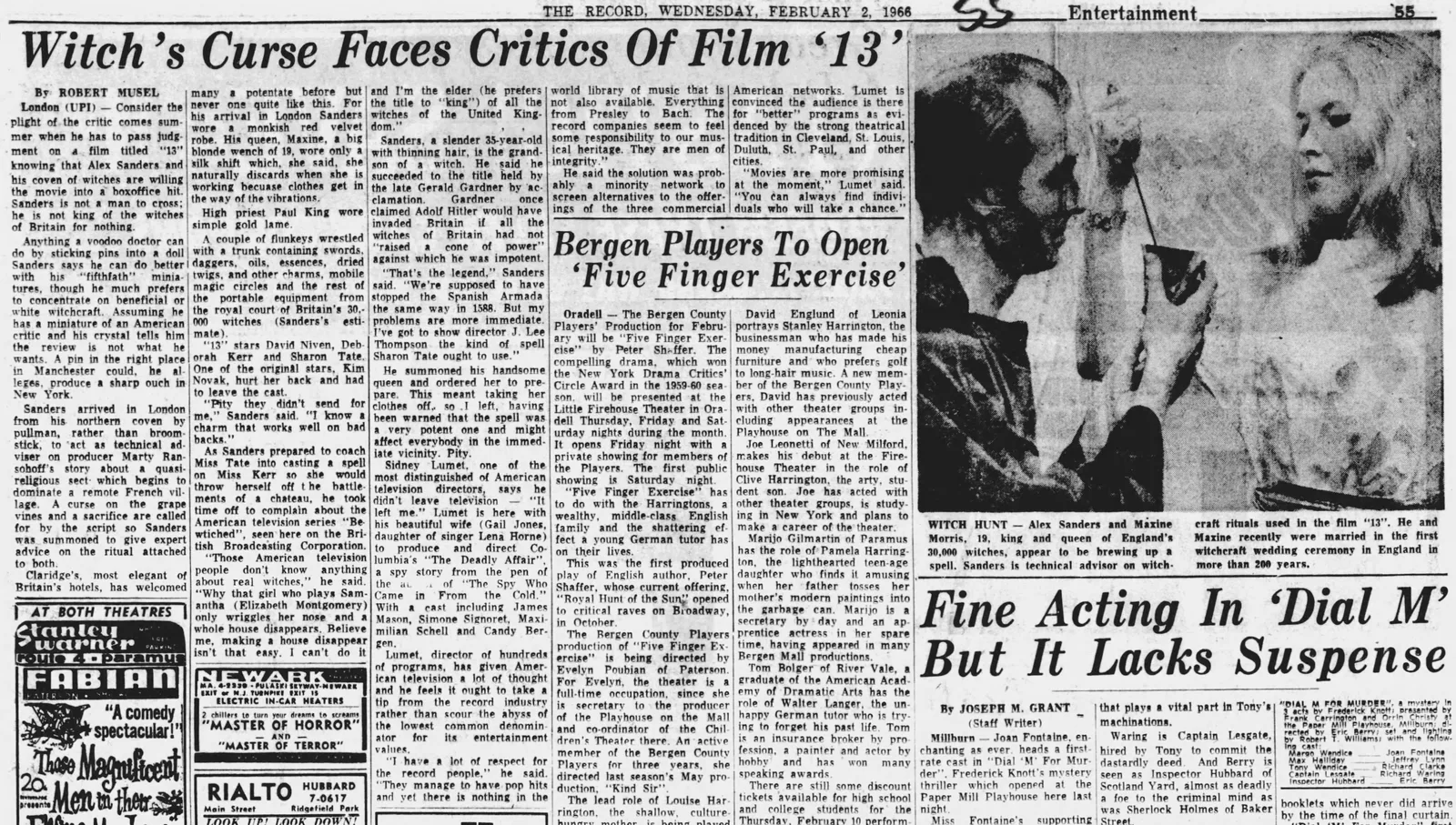 'Witch's Curse Faces Critics Of Film "13"', The Record, 2 February 1966