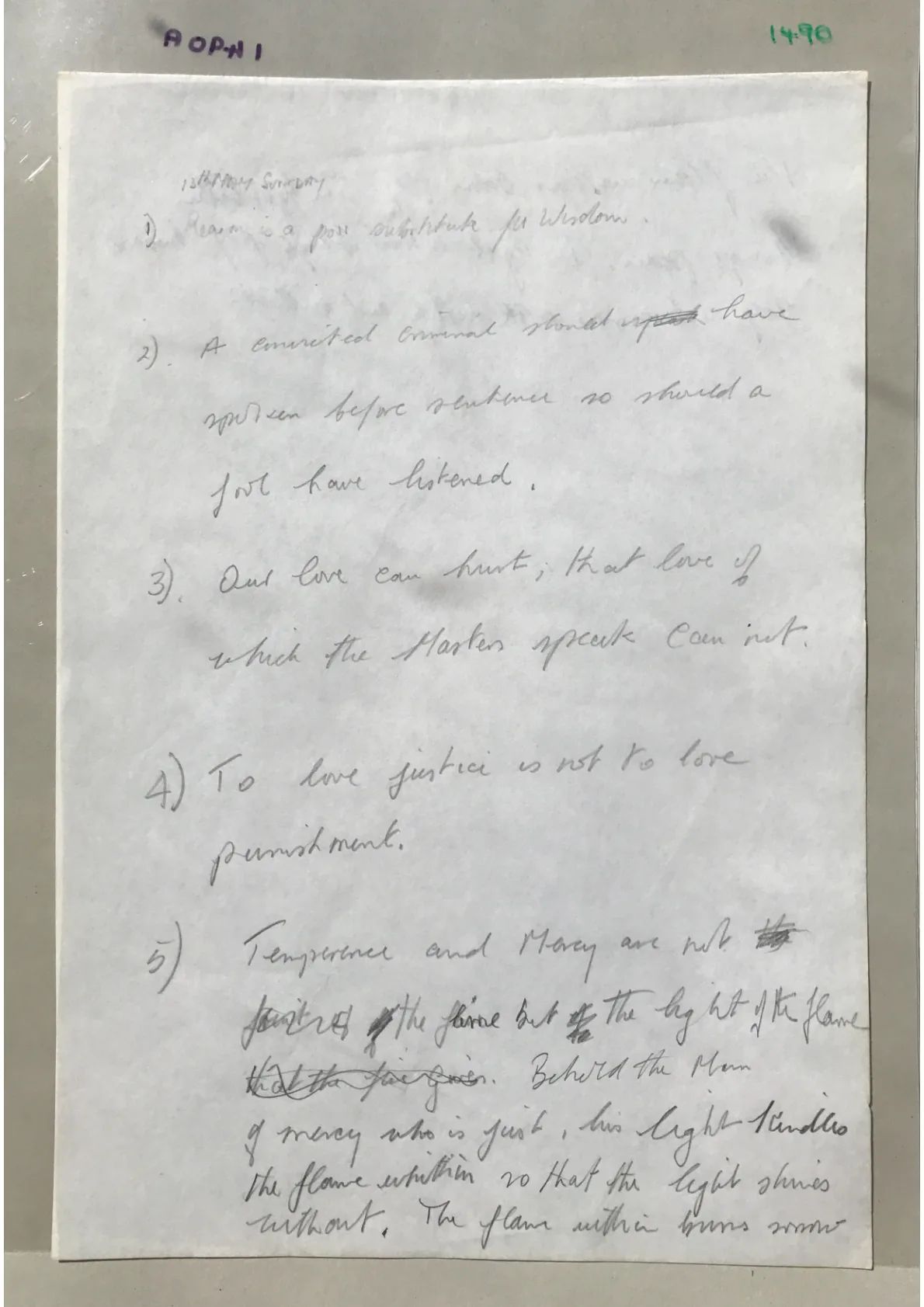 5 point handwritten document, 1490