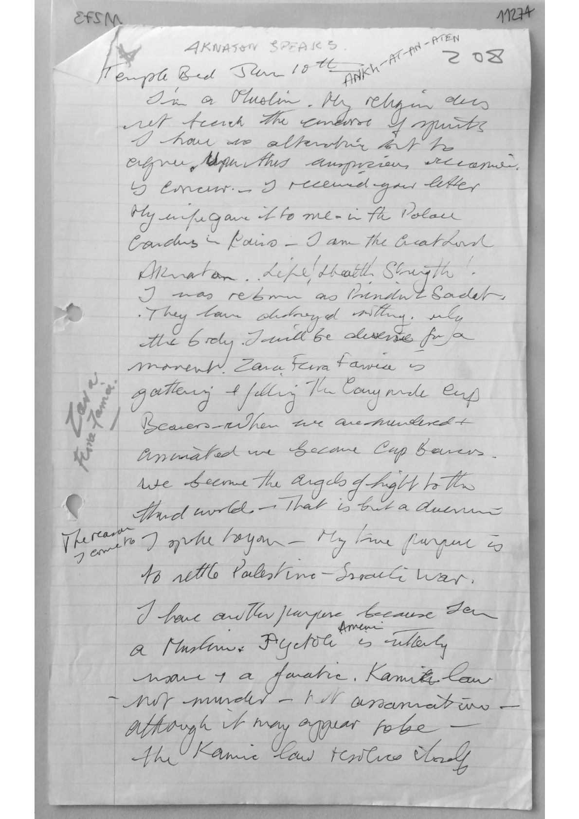 Alex Sanders Trance notes - Aknason Speaks, document 11274