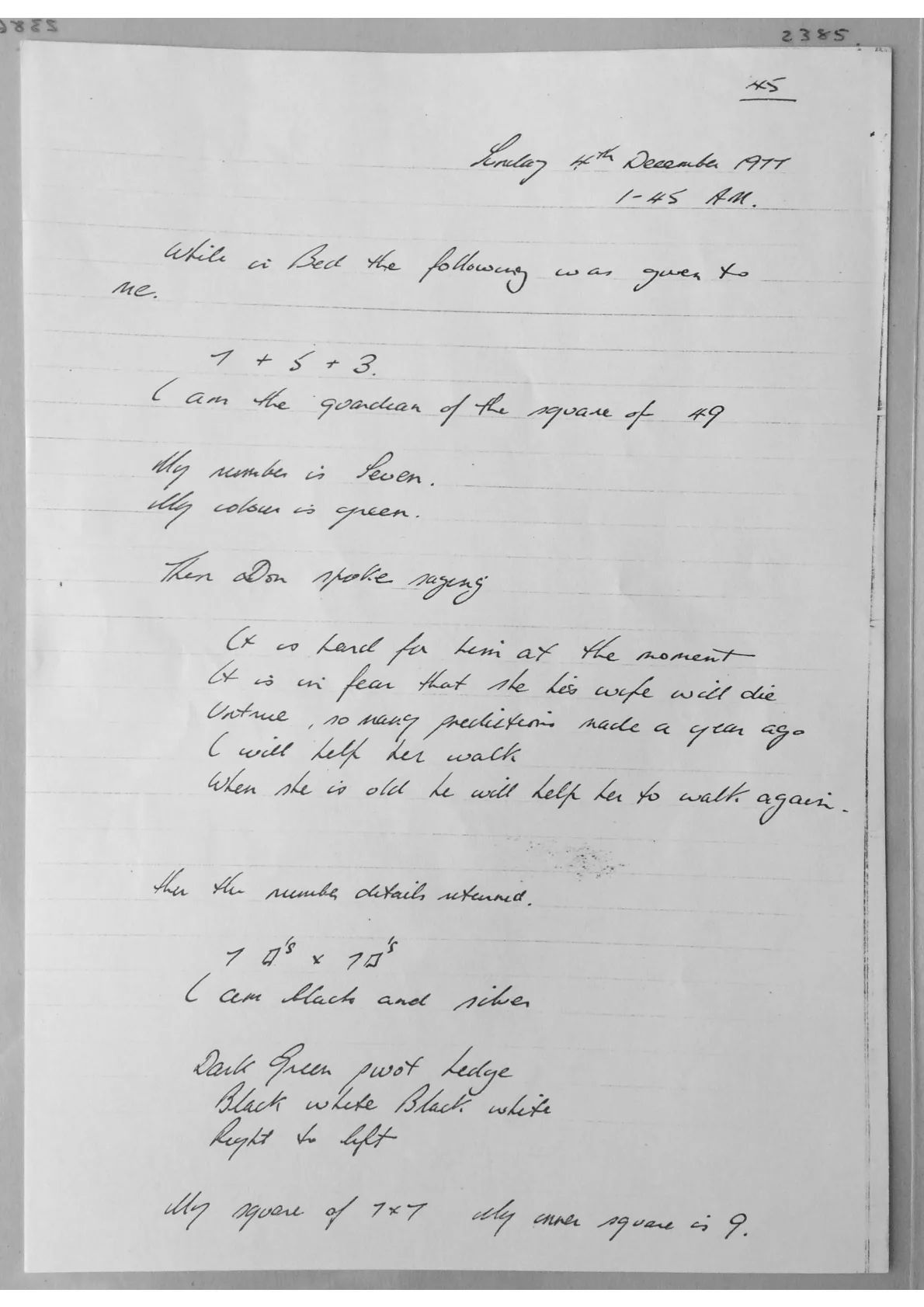 Alex Sanders Trance Notes. Document 2385