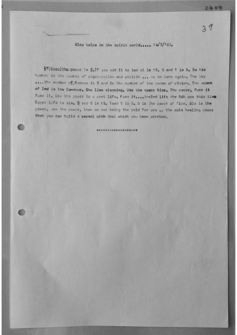 Trance notes - Alex talks in the spirit world..., document 2484