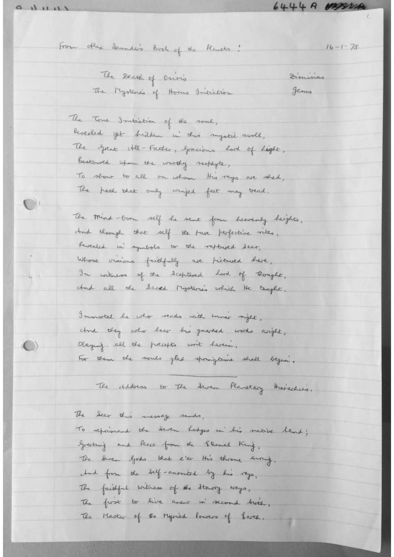 Book of the Planets - Alex Sanders transcriptions.