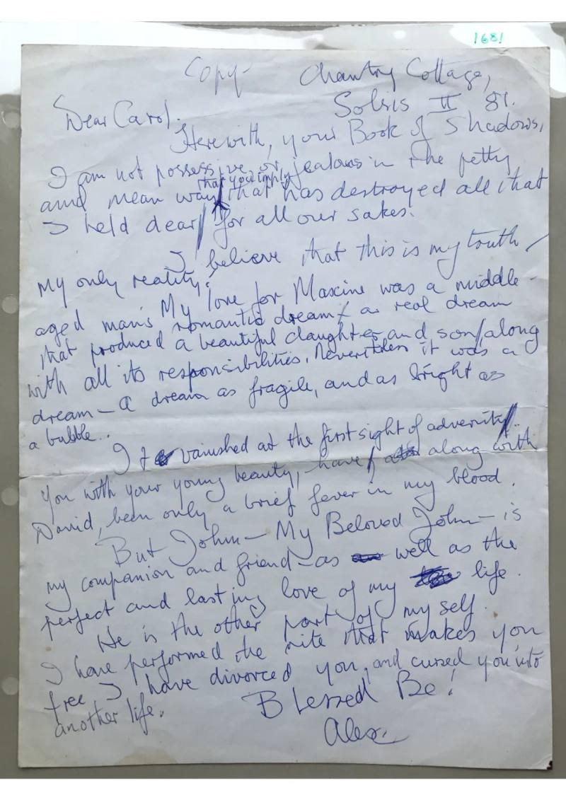 Draft Letter from Alex Sanders to 'Carol', document 1681