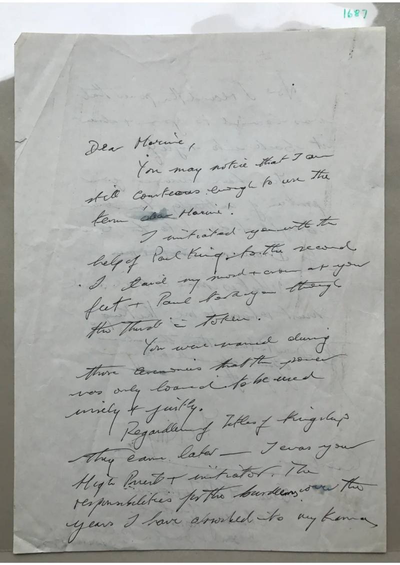 Draft of letter to Maxine Sanders (Signed The King)