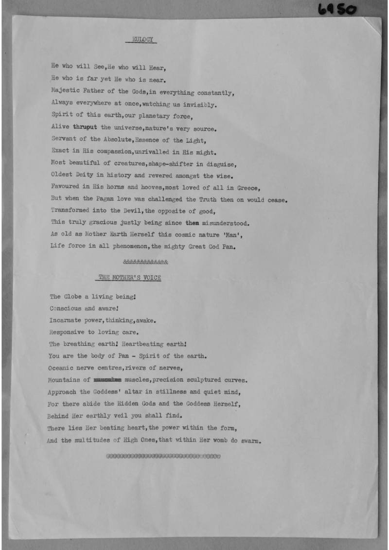 Eulogy, The Mothers Voice, Glorious Pan