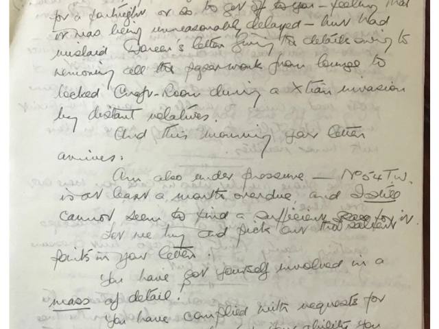 Handwitten letter to Roth from John Score 'M'